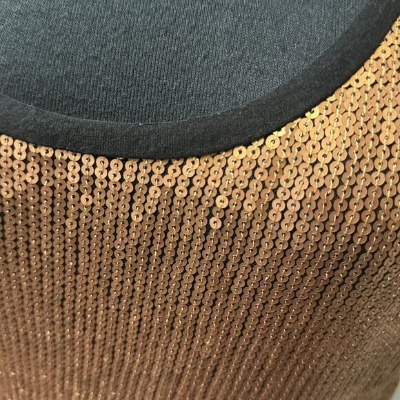 Calvin Klein rose gold sequin front black jersey stretch knit tank. Lined front. - Picture 5 of 5